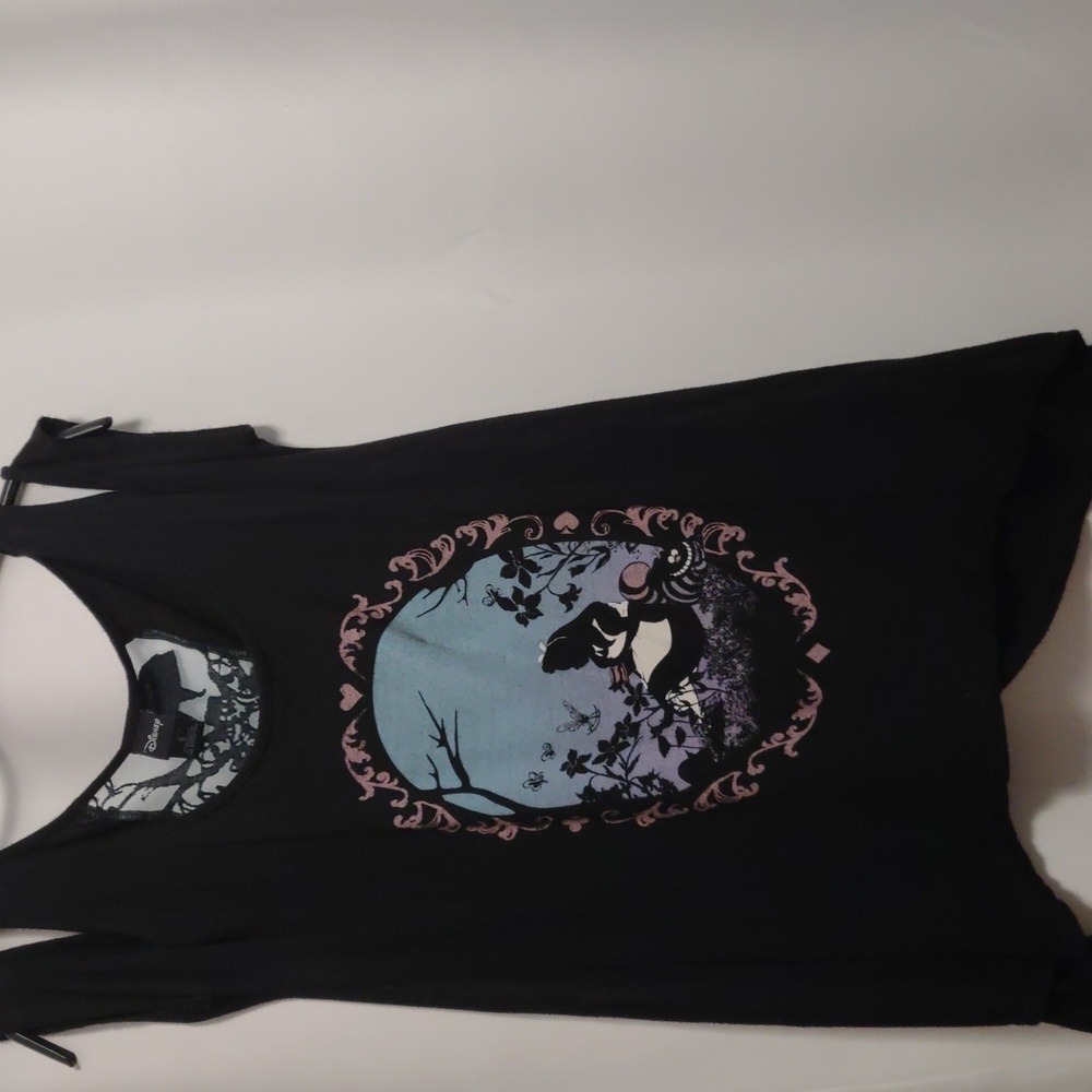Disney cold shoulder, scooped hem, size S, Alice in Wonderland top